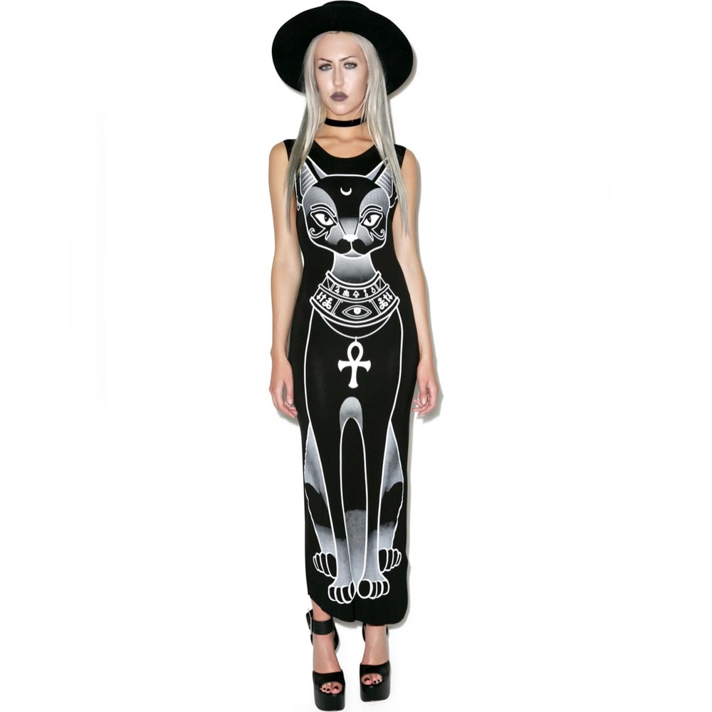 Killstar Midi Beast dress Occult cat M black gothic sold out rare NWT